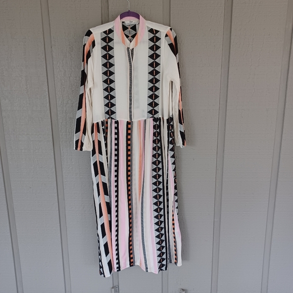 Anthropologe Devotion Twins Long Sleeve Dress Size M Women Boho Cotton Pockets - Picture 2 of 14